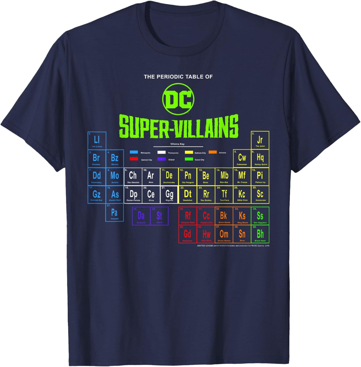 DC Comics The Periodic Table of Super Villains T-Shirt - T-Shirt | Navy