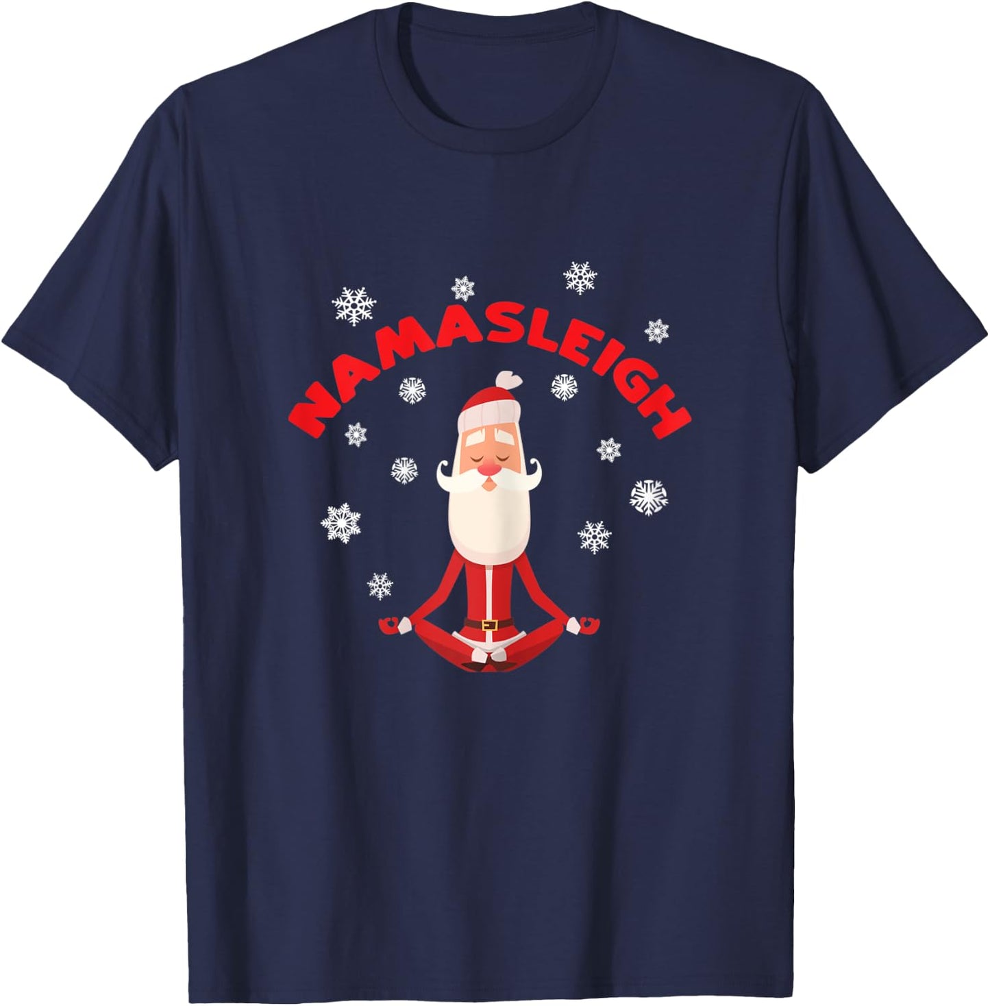 Namasleigh Yoga Christmas Santa Shirt Yoga Instructor Gift T-Shirt - T-Shirt | Navy