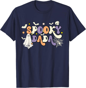 Spooky Dada Cute Ghost Halloween Dad Family Spooky Season T-Shirt - T-Shirt | Navy