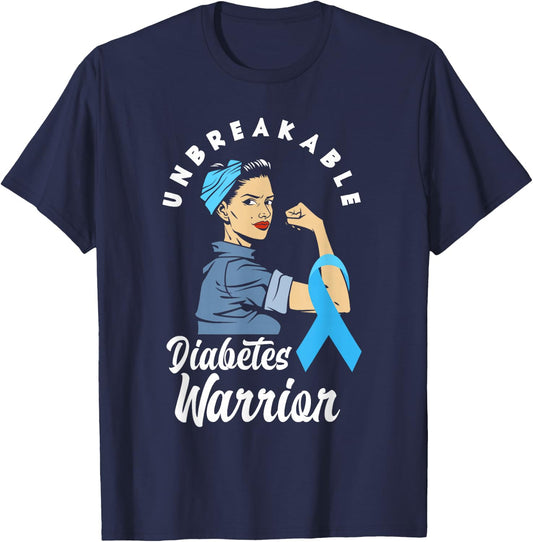 Diabetes Warrior Diabetic T1D Diabetes Awareness T-Shirt - T-Shirt | Navy