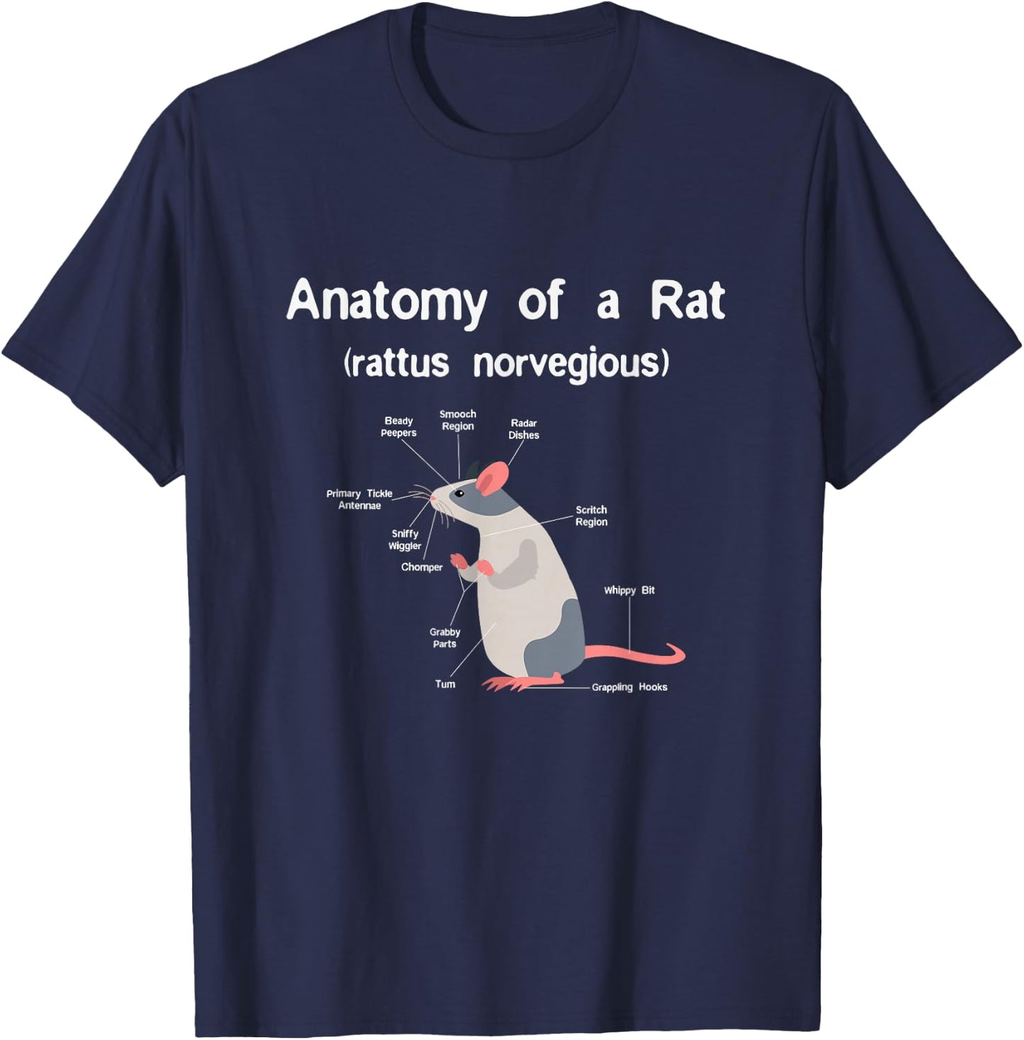 Anatomy of Pet Rat T shirt - Funny Rat Rodent Pet Shirt T-Shirt - T-Shirt | Navy