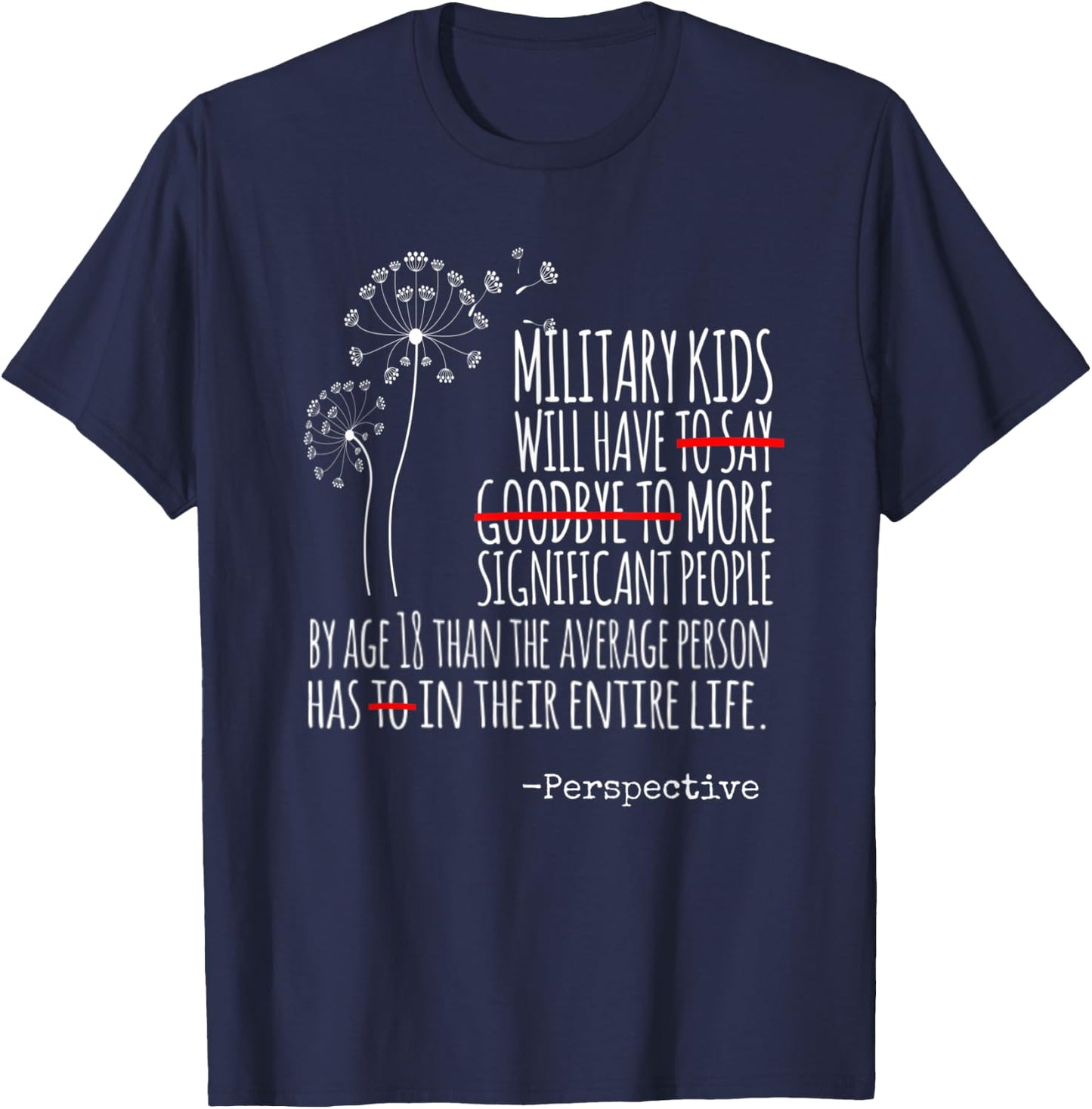 MILITARY KIDS, Military BRAT, Dandelion TCK T-Shirt - T-Shirt | Navy