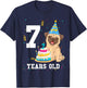 7 Years Old Birthday Pug Dog Lover Party Kids Boys Girls T-Shirt - T-Shirt | Navy