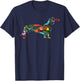 Dachshund Flower Funny Dog Silhouette Tropical Floral Gifts T-Shirt - T-Shirt | Navy