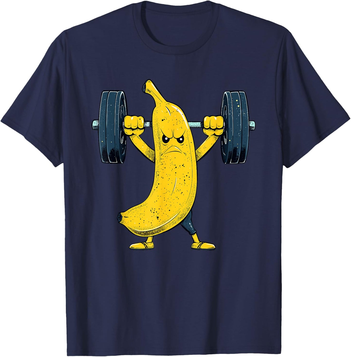 Banana Weightlifting Barbell Workout Fruit Weightlifter T-Shirt - T-Shirt | Navy