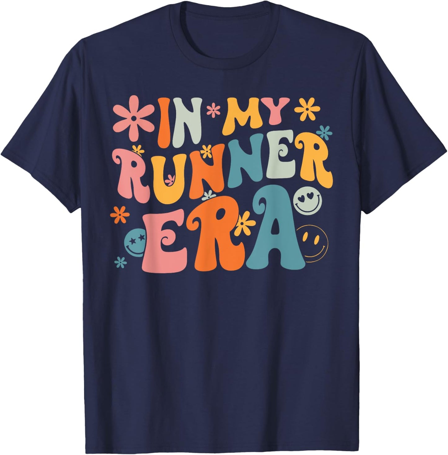 In My Runner Era Groovy Retro Women Running Lover Runner T-Shirt - T-Shirt | Navy