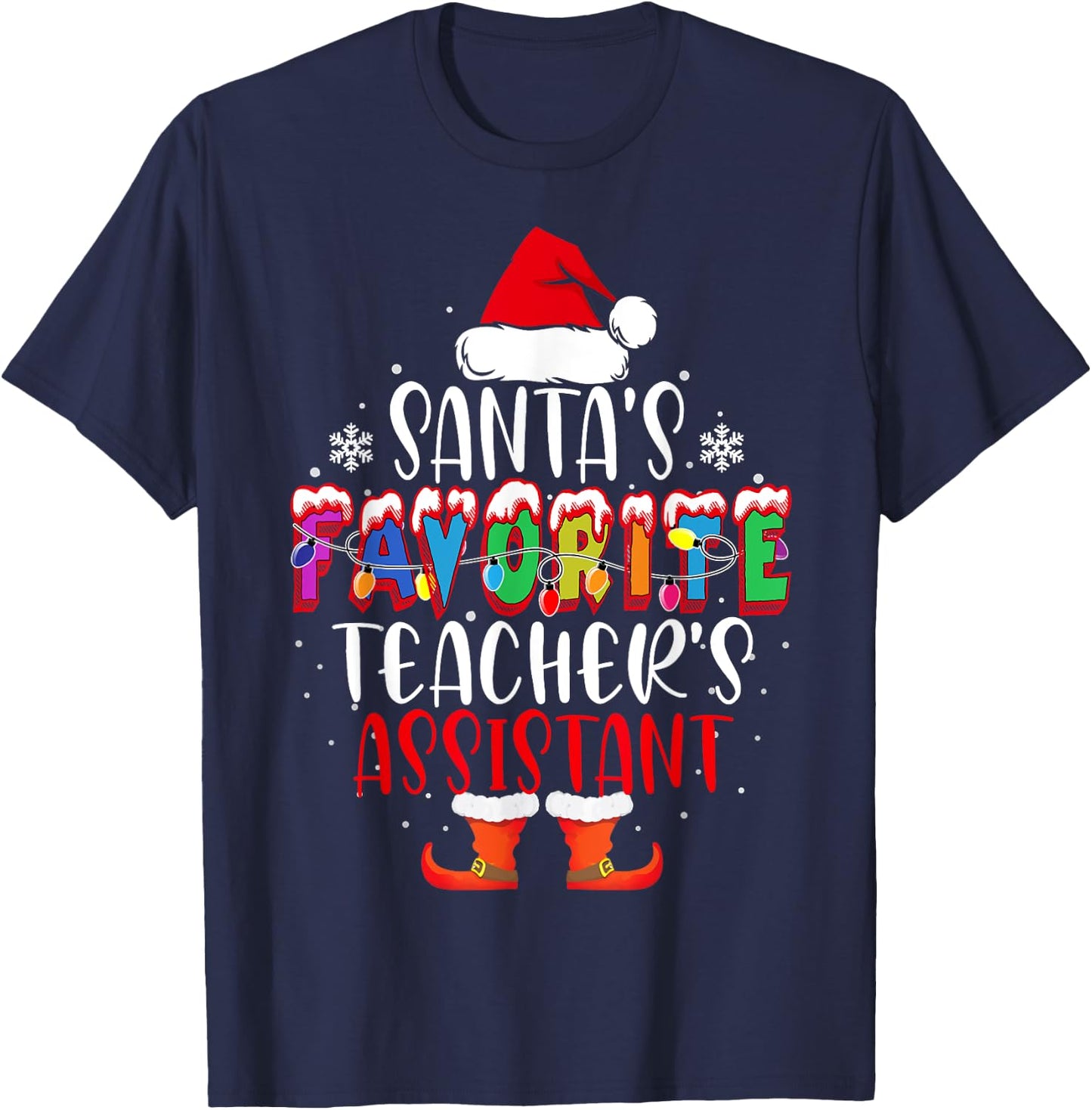 Santa's Favorite Teacher's Assistant Funny Christmas Gift T-Shirt - T-Shirt | Navy
