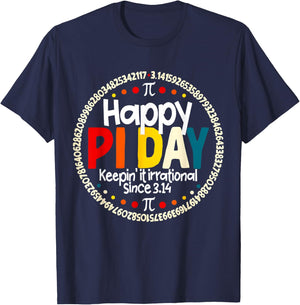 Vintage Retro Happy Pi Day Keepin It Irrational Since 3.14 T-Shirt - T-Shirt | Navy