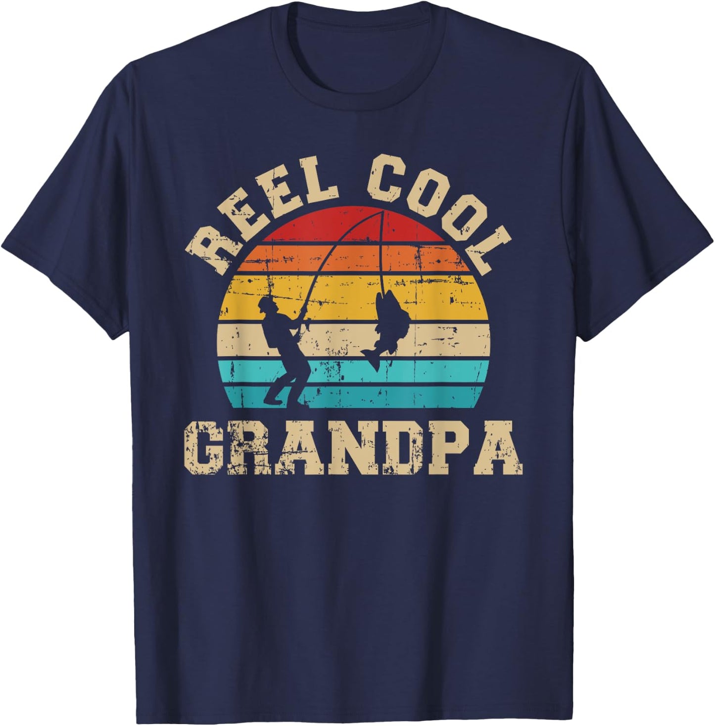 Fishing Reel cool grandpa T-Shirt - T-Shirt | Navy