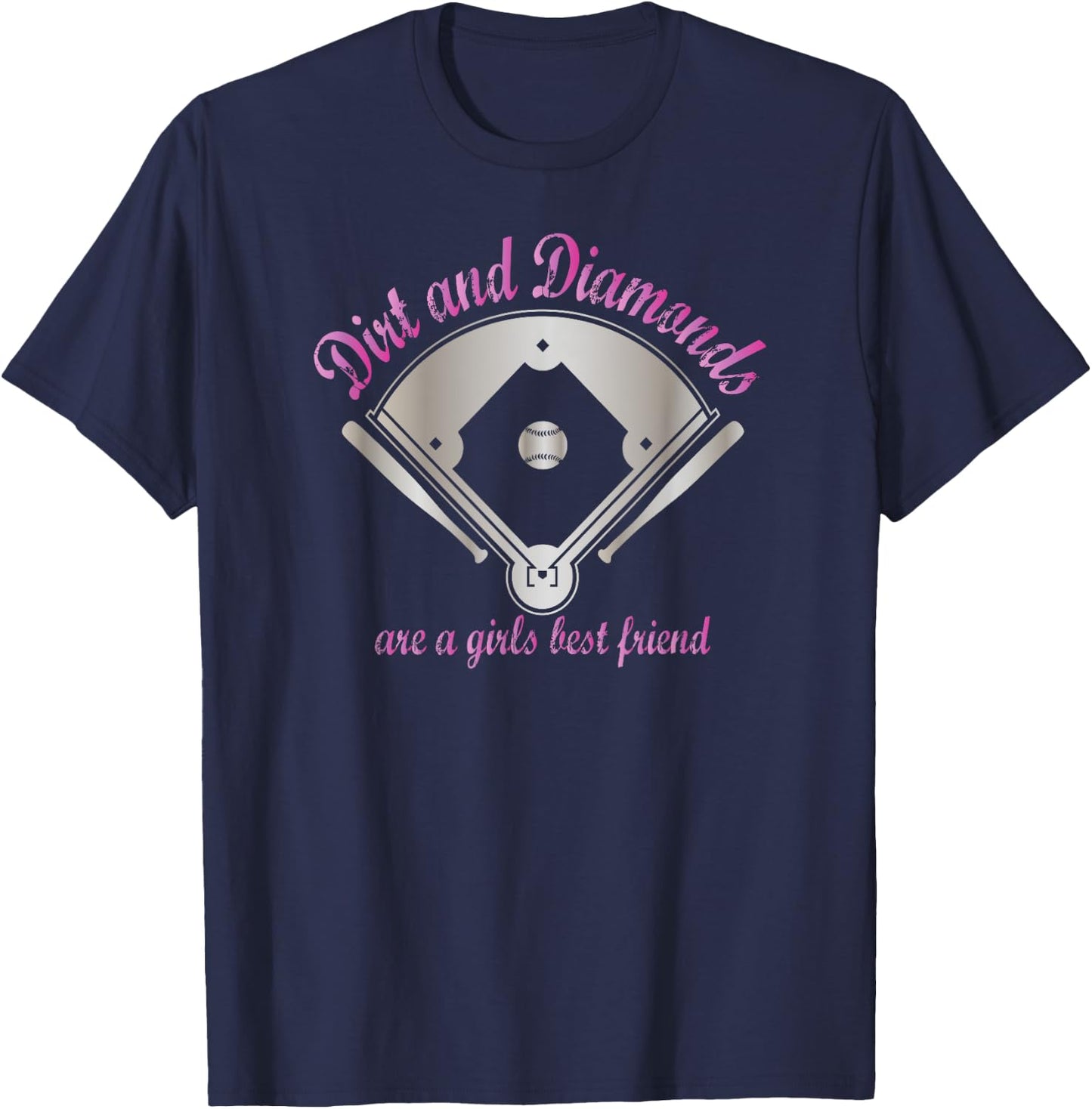 Dirt and Diamonds are a Girl's Best Friend Baseball Softball T-Shirt - T-Shirt | Navy