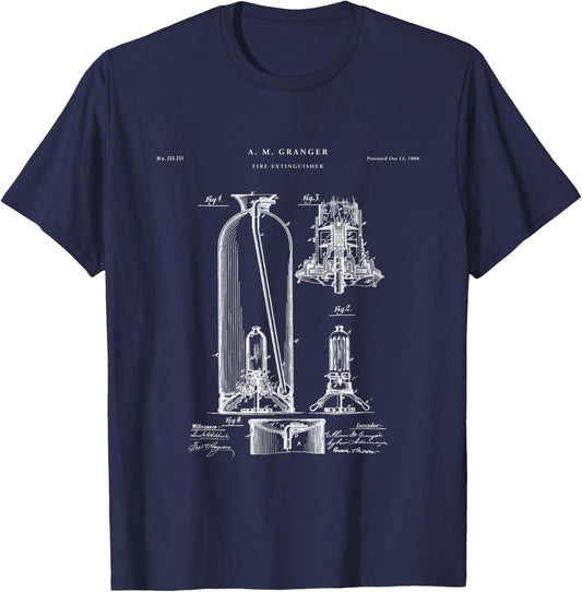 Fire extinguisher Patent - Firefighter Shirt T-Shirt - T-Shirt | Navy
