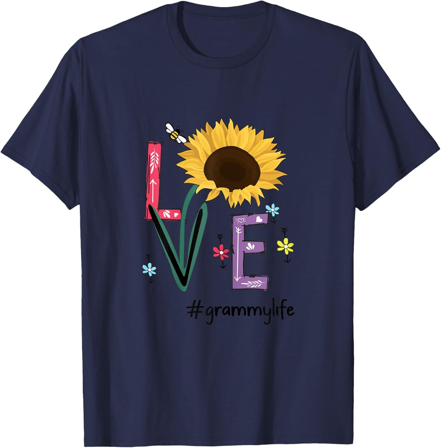 Love Grammy Life Sunflower Funny Mother's Day For Grandma T-Shirt - T-Shirt | Navy