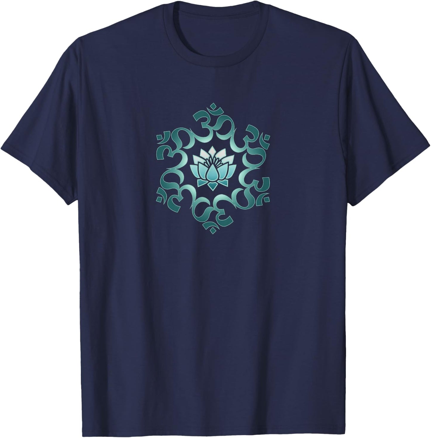 Om, mantra, symbol, mandala, lotus flower, Buddhism, yoga T-Shirt - T-Shirt | Navy
