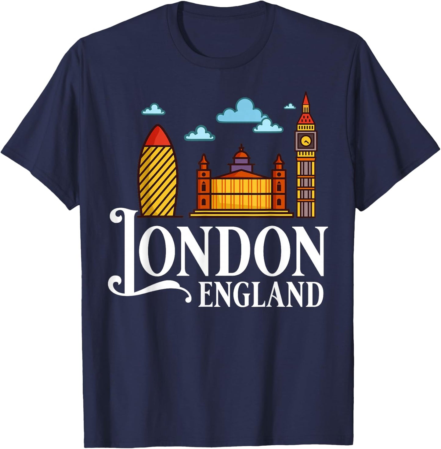 London England City Skyline Map Travel T-Shirt - T-Shirt | Navy