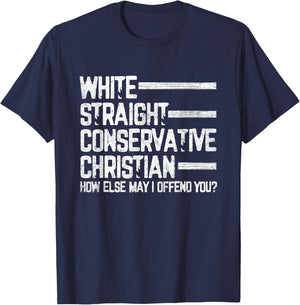 White Straight Conservative Christian Patriotic Christianity T-Shirt - T-Shirt | Navy