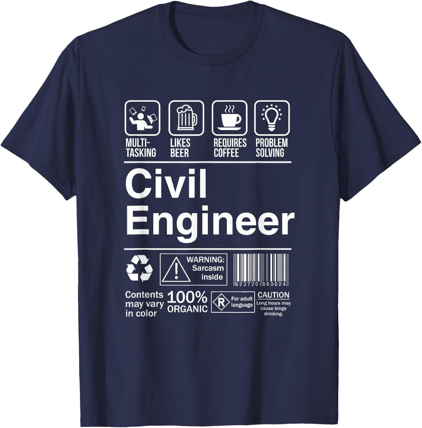 Civil Engineer Product Label Funny Gift T-Shirt - T-Shirt | Navy