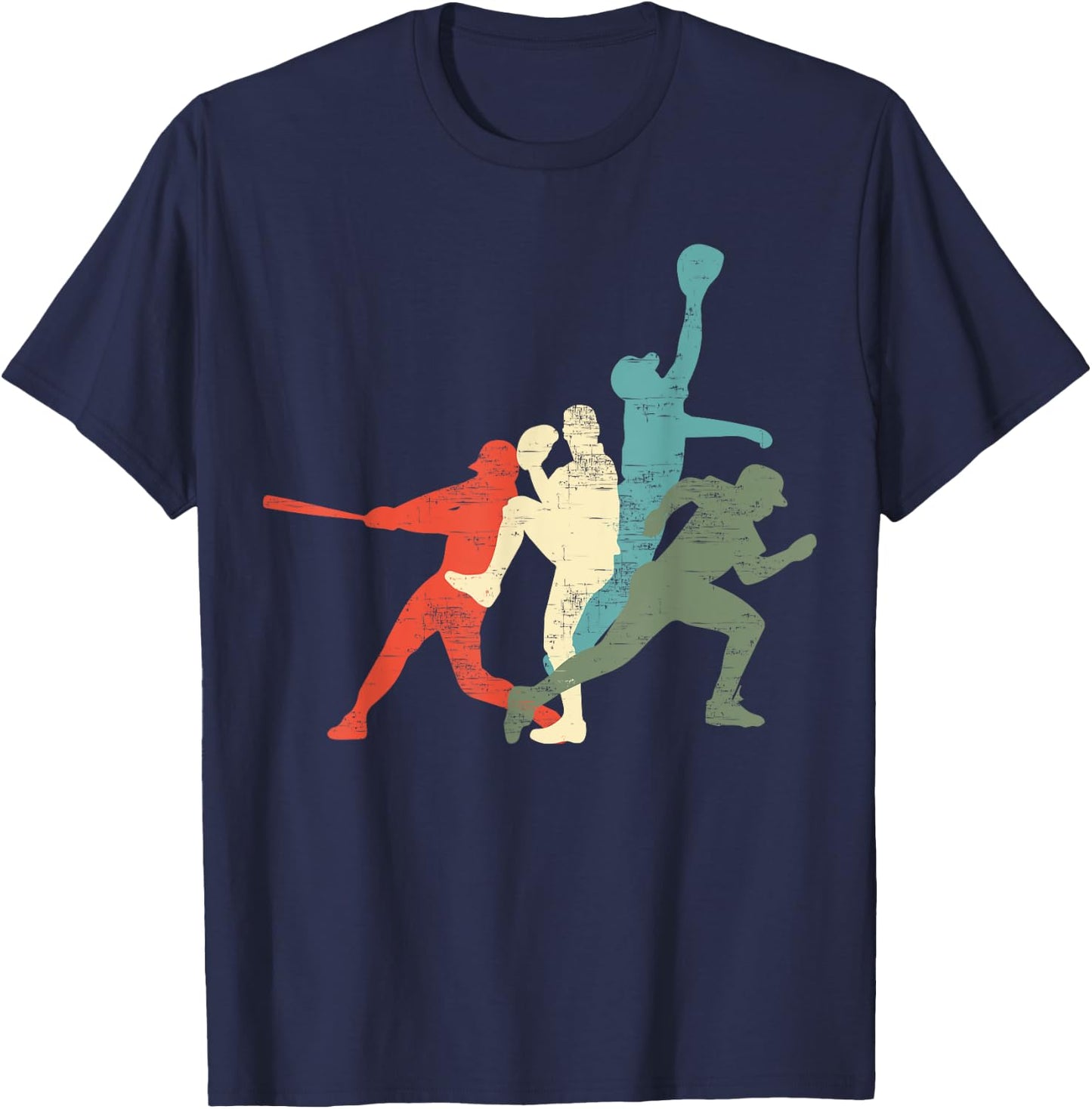 Baseball Vintage | Retro Catcher Pitcher Batter T-Shirt - T-Shirt | Navy