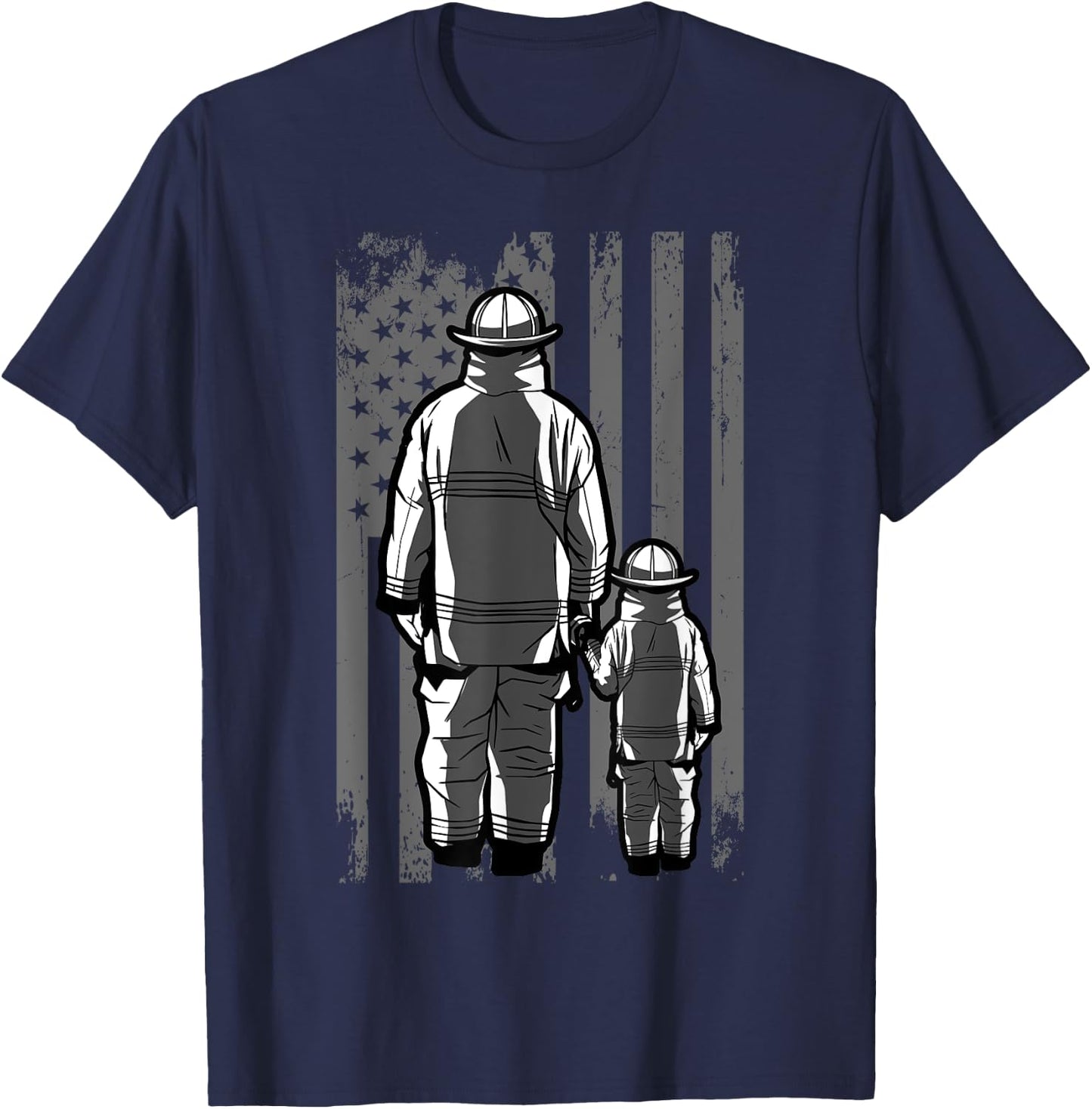 Firefighter Dad Firefighting Patriotic Fireman Father's Day T-Shirt - T-Shirt | Navy