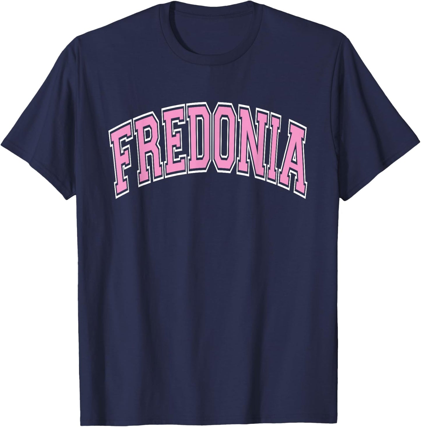 Fredonia Arched Pink Text T-Shirt - T-Shirt | Navy