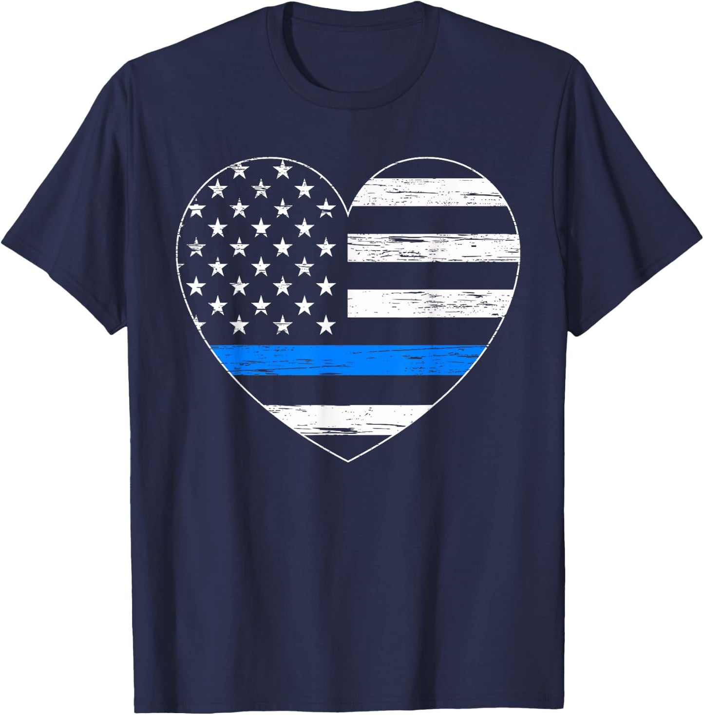Thin Blue Line USA Flag Law Enforcement Police Cop Policeman T-Shirt - T-Shirt | Navy