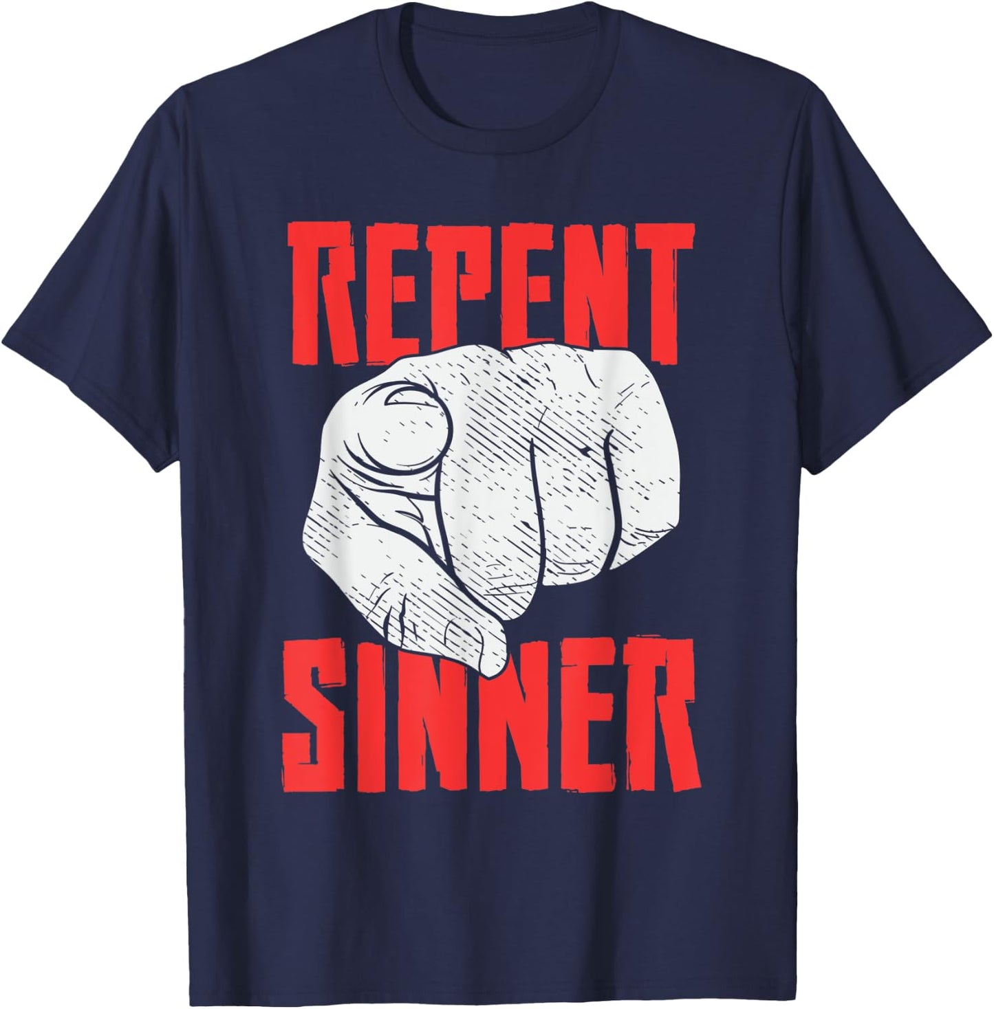 Repent Sinner Christian Church Christus Bible Funny Meme T-Shirt - T-Shirt | Navy