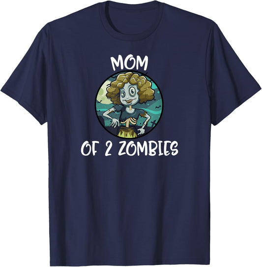 Mother's Day Mom Of 2 Zombies Women Gift T-Shirt - T-Shirt | Navy