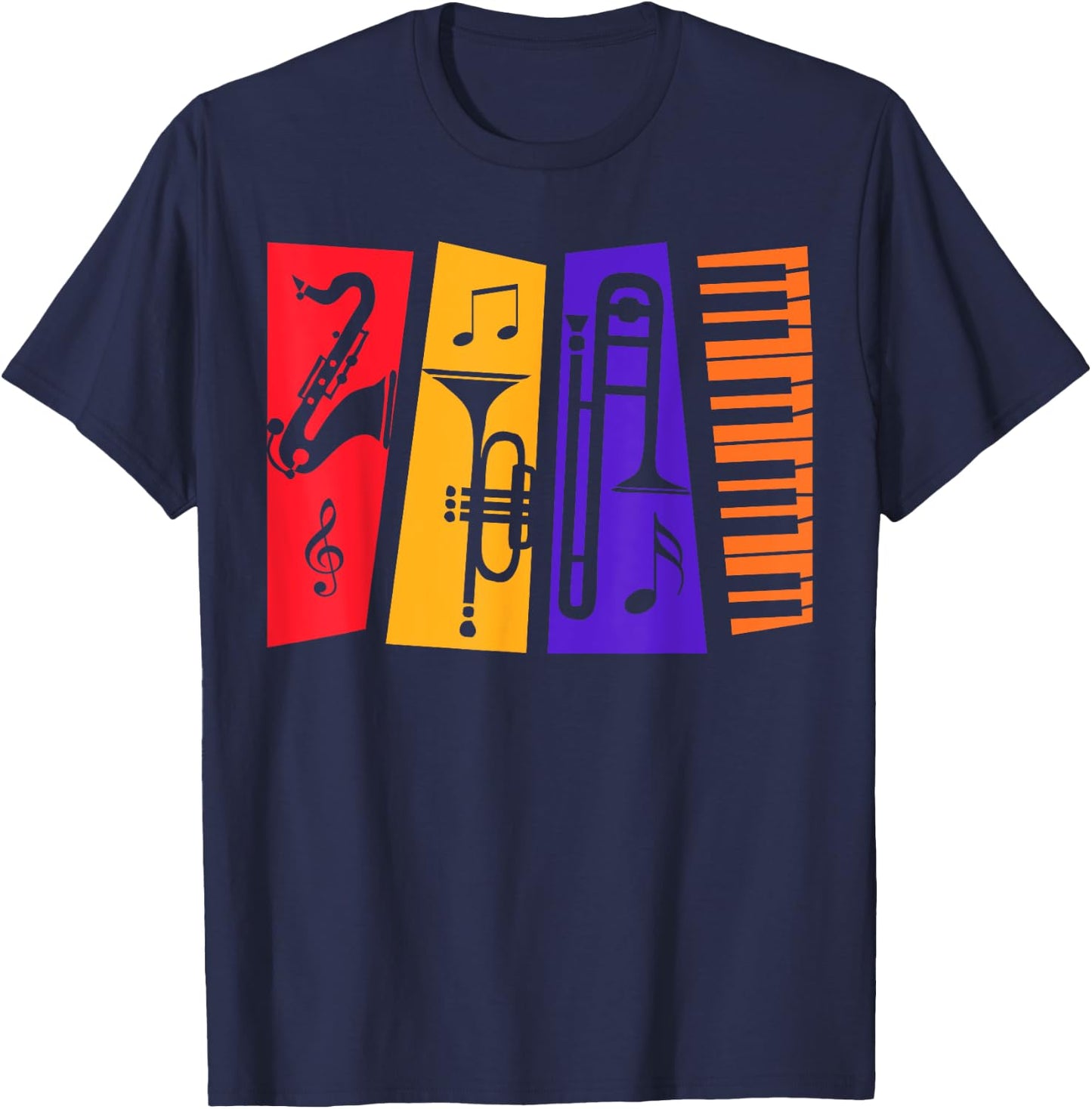 Jazz Music Instruments for Jazz Lovers Players Jazz Music T-Shirt - T-Shirt | Navy