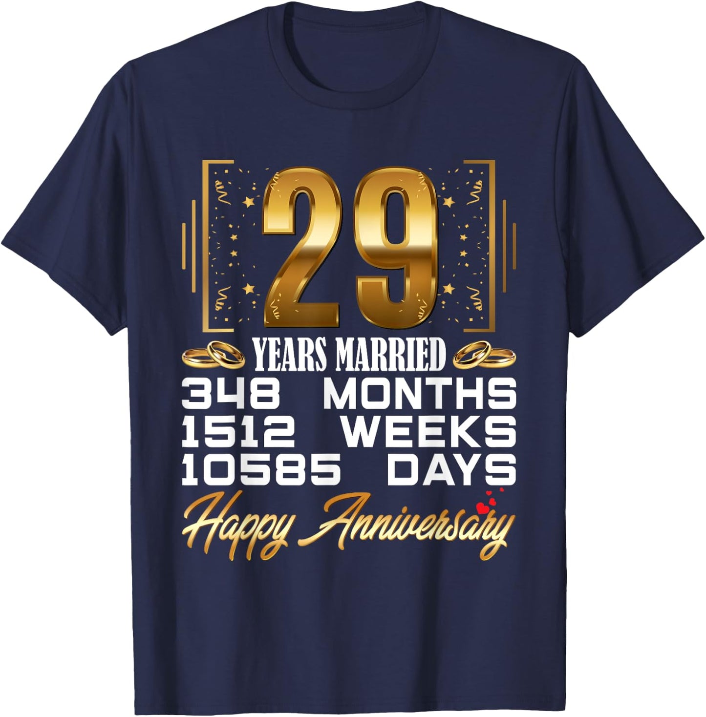 29 Years Married - Funny 29th Wedding Anniversary T-Shirt - T-Shirt | Navy