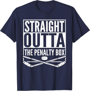 Straight Outta The Penalty Box Hockey Player Gift Hockey T-Shirt - T-Shirt | Navy