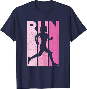Retro RUN Runner Jogger Marathon Vintage for Girls Women T-Shirt - T-Shirt | Navy