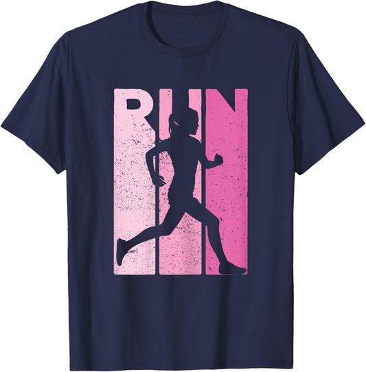 Retro RUN Runner Jogger Marathon Vintage for Girls Women T-Shirt - T-Shirt | Navy
