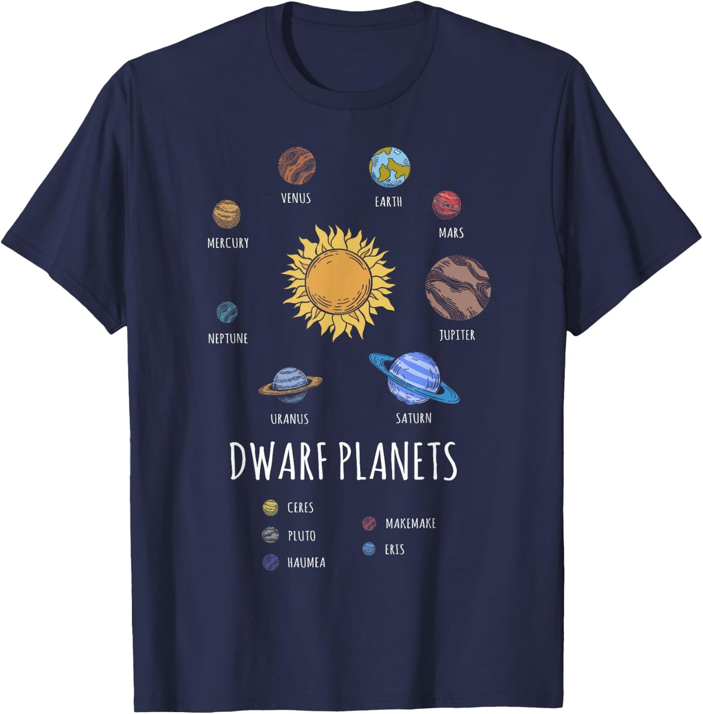 Solar System Dwarf Planets Outer Space Astronaut T-Shirt - T-Shirt | Navy