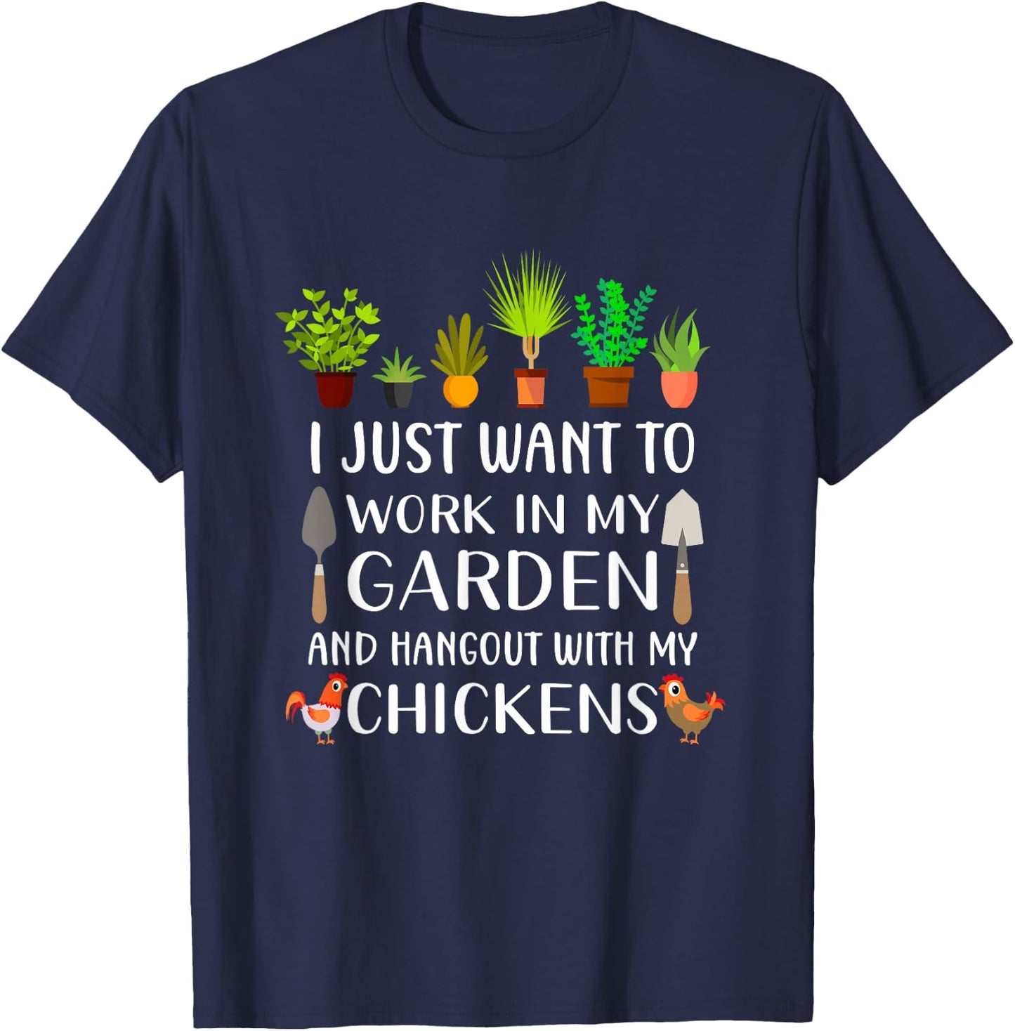 Chicken lover funny gardening shirt women, Gardener T-Shirt - T-Shirt | Navy