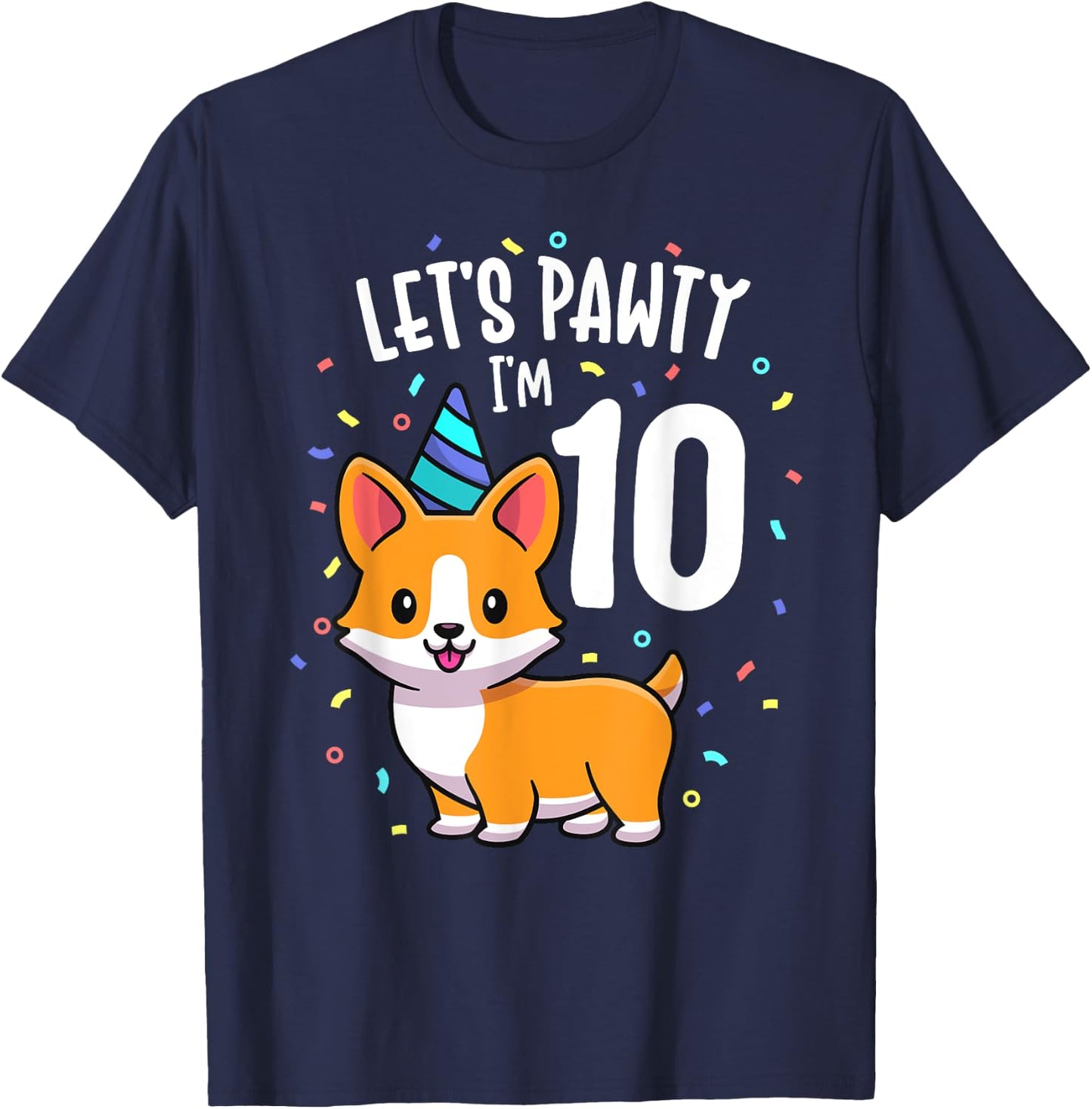 10 Years Old Corgi Dog Lover 10th Birthday Party Outfit Kid T-Shirt - T-Shirt | Navy
