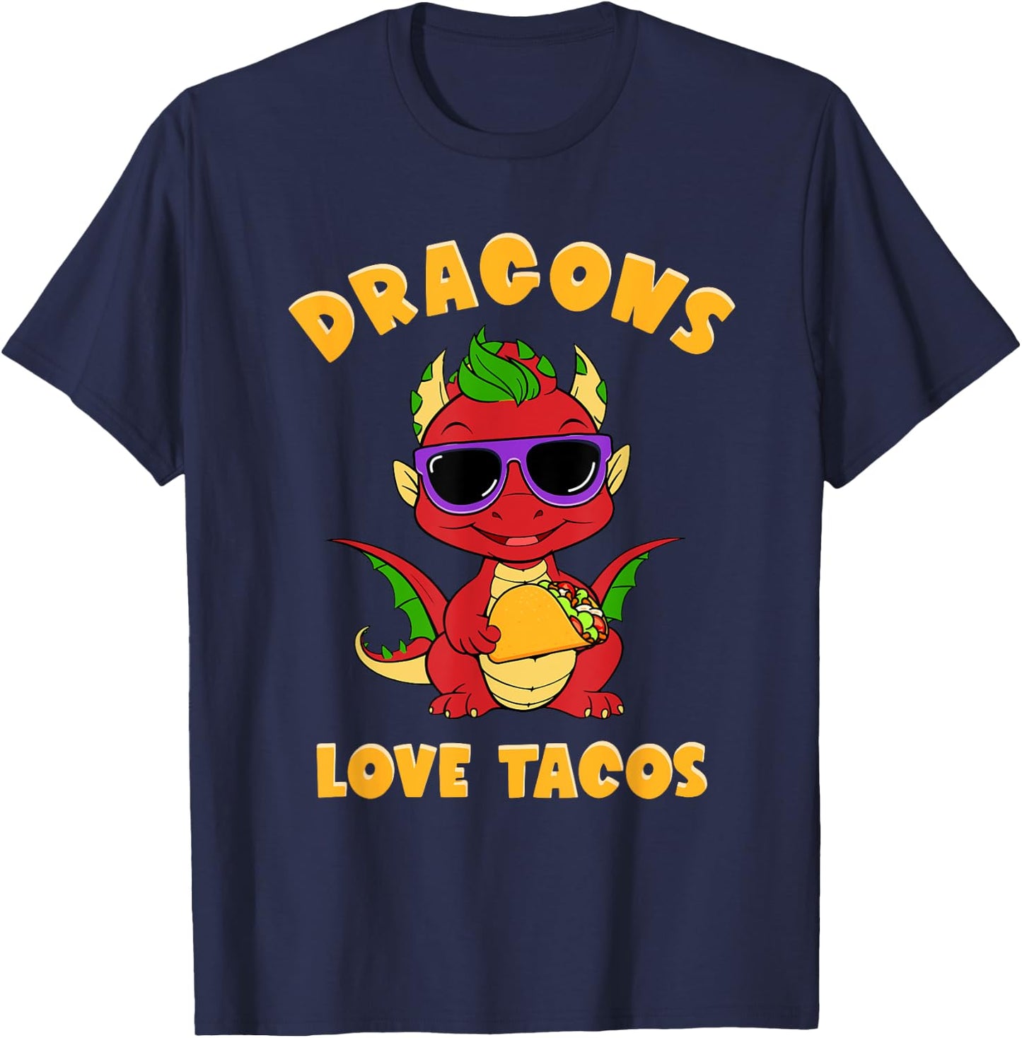 Dragons Love Tacos Costume Mexican Taco Dragon Kids Mexico T-Shirt - T-Shirt | Navy