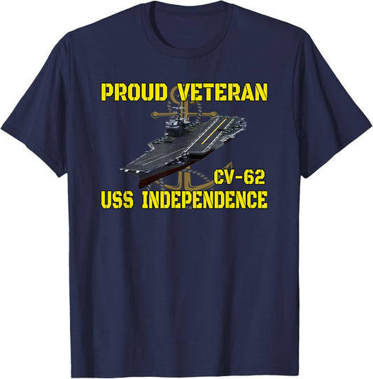 Aircraft Carrier USS Independence CV-62 Veterans Day Father T-Shirt - T-Shirt | Navy