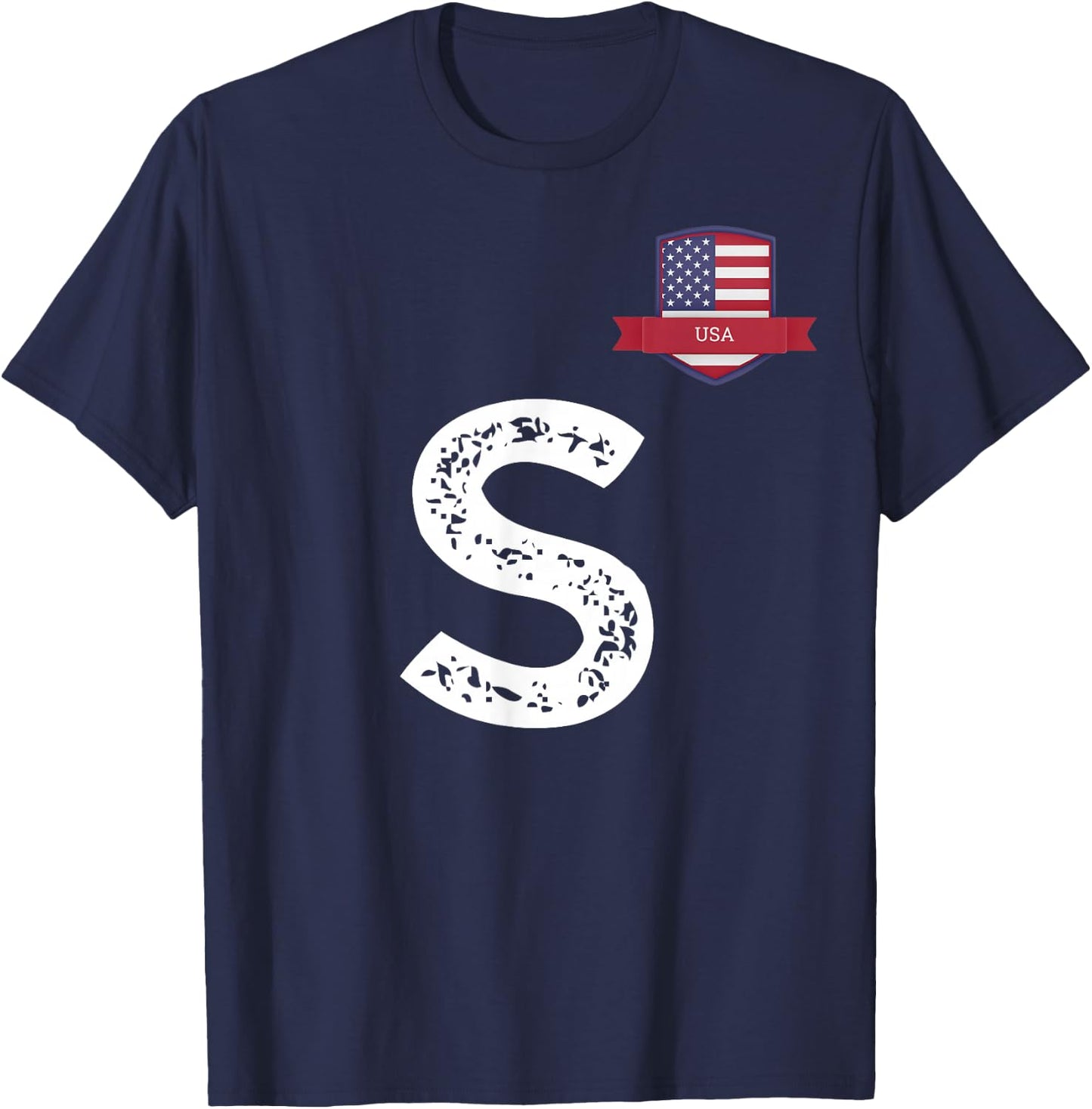USA Flag Letter S American USA T-Shirt - T-Shirt | Navy