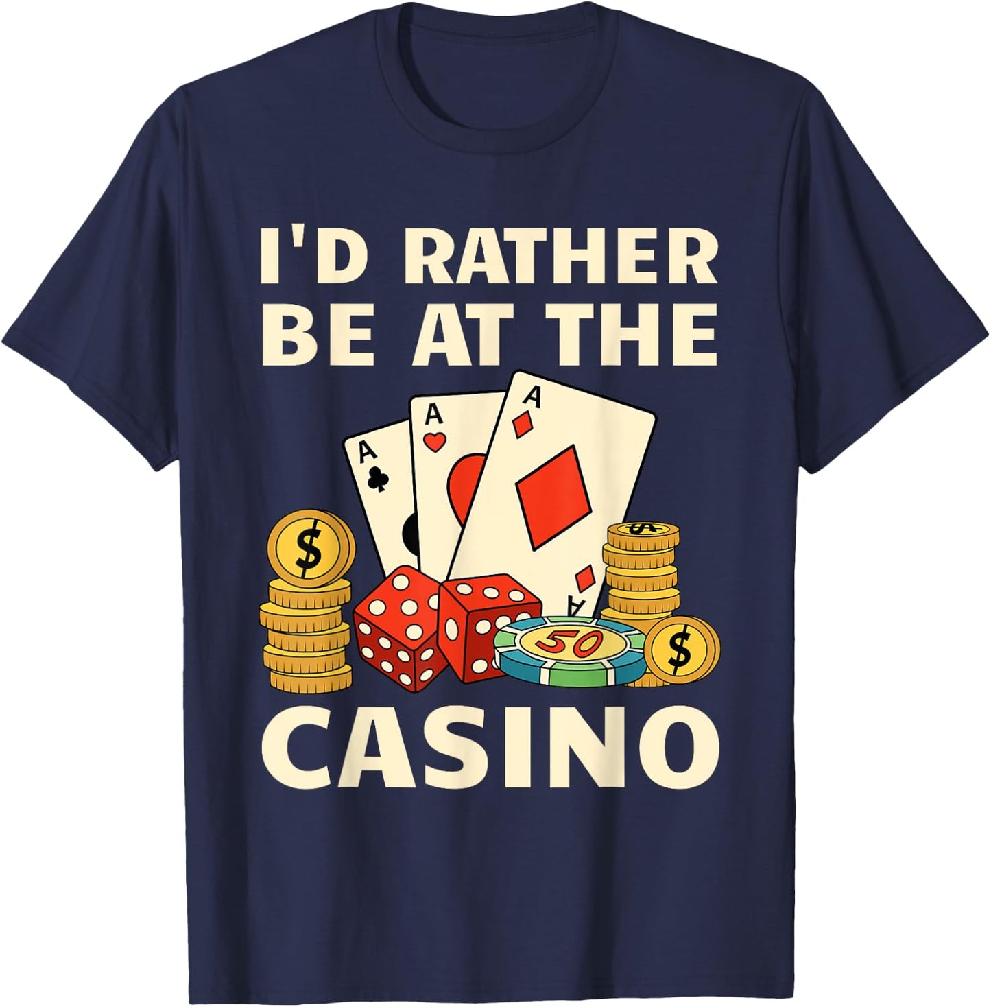 Cool Casino Lover Art Women Casino Gambling Gambler T-Shirt - T-Shirt | Navy