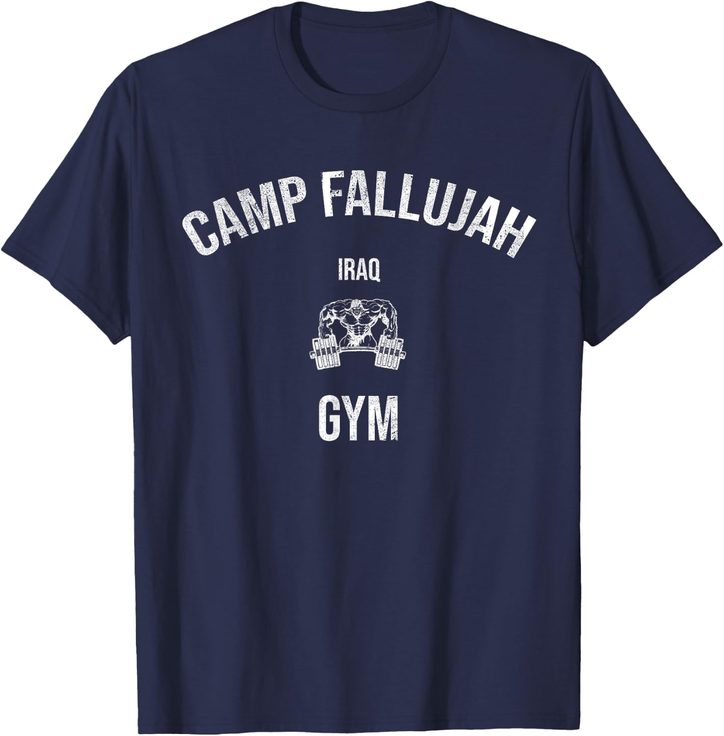 Camp Fallujah Iraq Gym Veteran OIF T-Shirt - T-Shirt | Navy