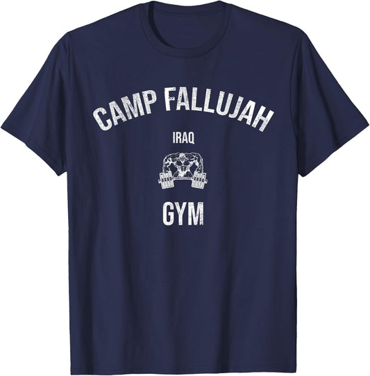 Camp Fallujah Iraq Gym Veteran OIF T-Shirt - T-Shirt | Navy