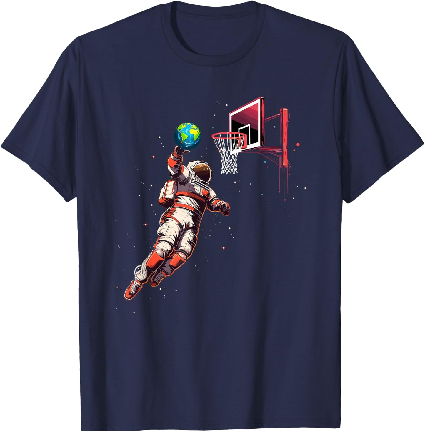 Astronaut Basketball Outer Space Gifts Men Kids Women Space T-Shirt - T-Shirt | Navy