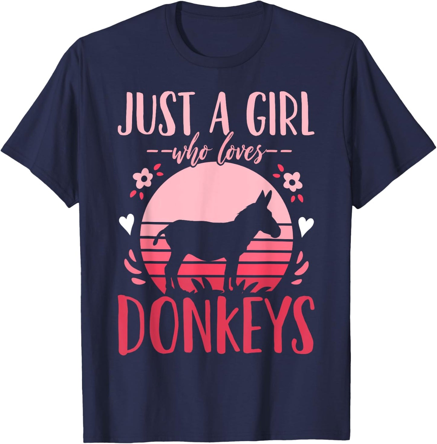 Donkey Just a Girl Who Loves Donkeys Retro T-Shirt - T-Shirt | Navy