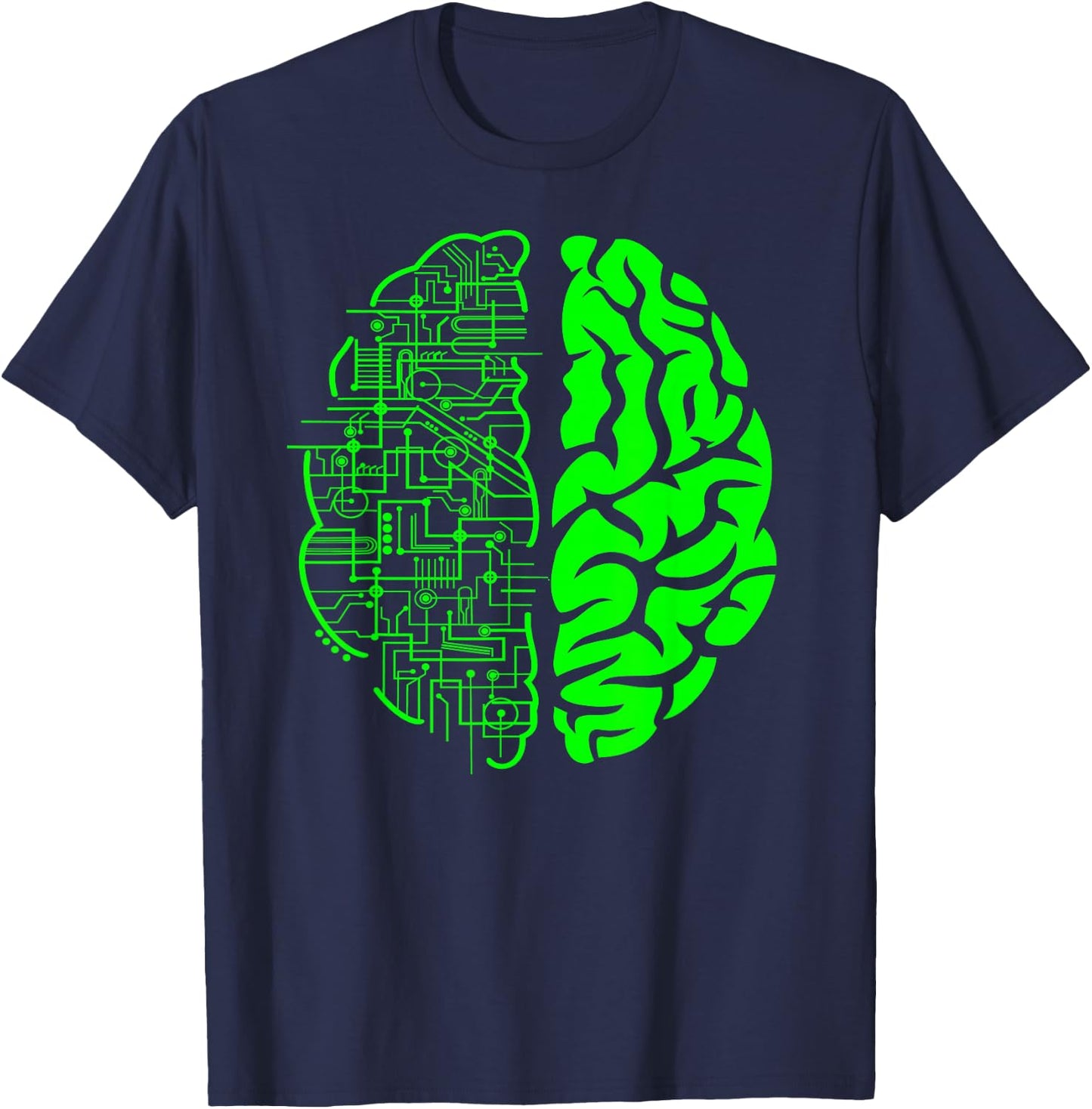 Binary AI Computer Circuit Electric Game Lovers Gift & Brain T-Shirt - T-Shirt | Navy