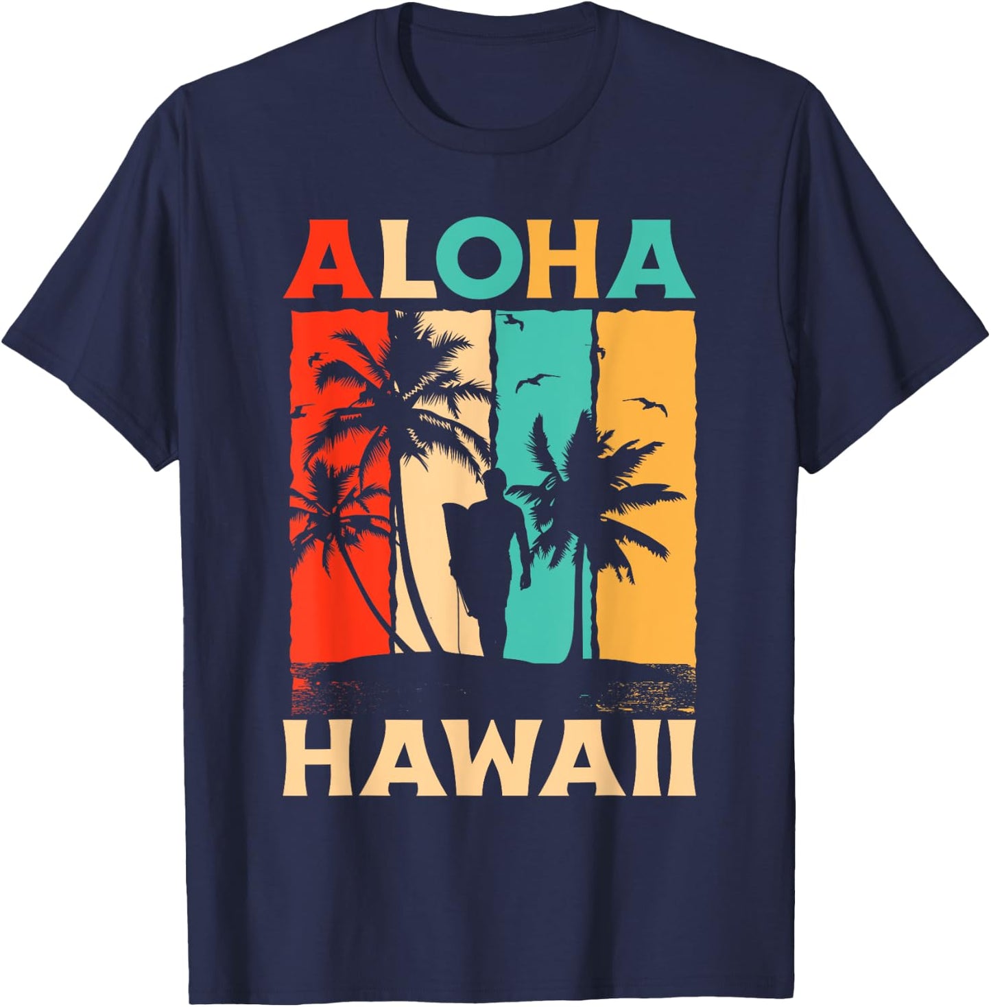 Aloha Hawaii State Hawaiian Island Retro Vintage T-Shirt - T-Shirt | Navy