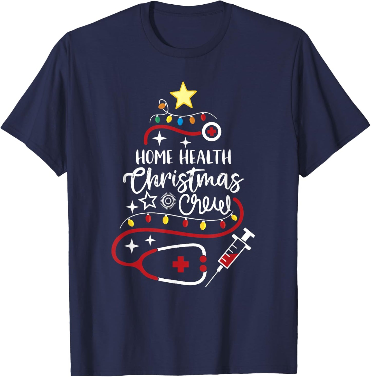 Home Health Nurse Specialists Home Health Christmas Crew T-Shirt - T-Shirt | Navy