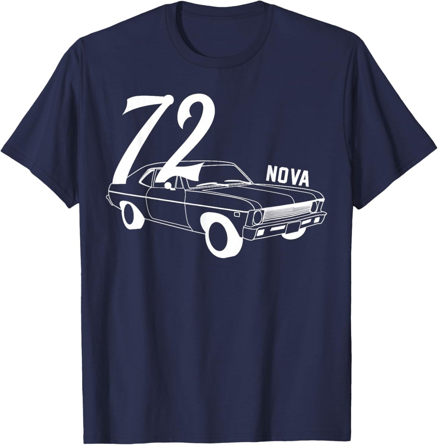 1972 72 Chevys Nova 2 Classic Car Old School Muscle Car T-Shirt - T-Shirt | Navy
