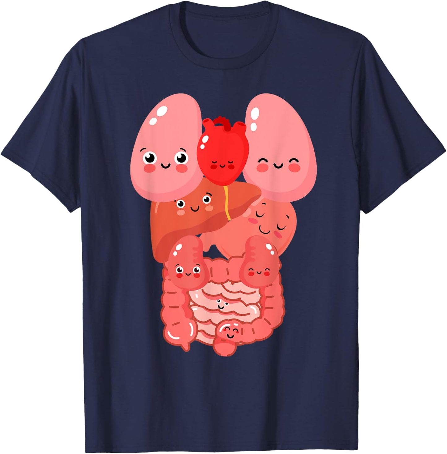 Internal Organs Funny Human Anatomy Smiling T-Shirt - T-Shirt | Navy