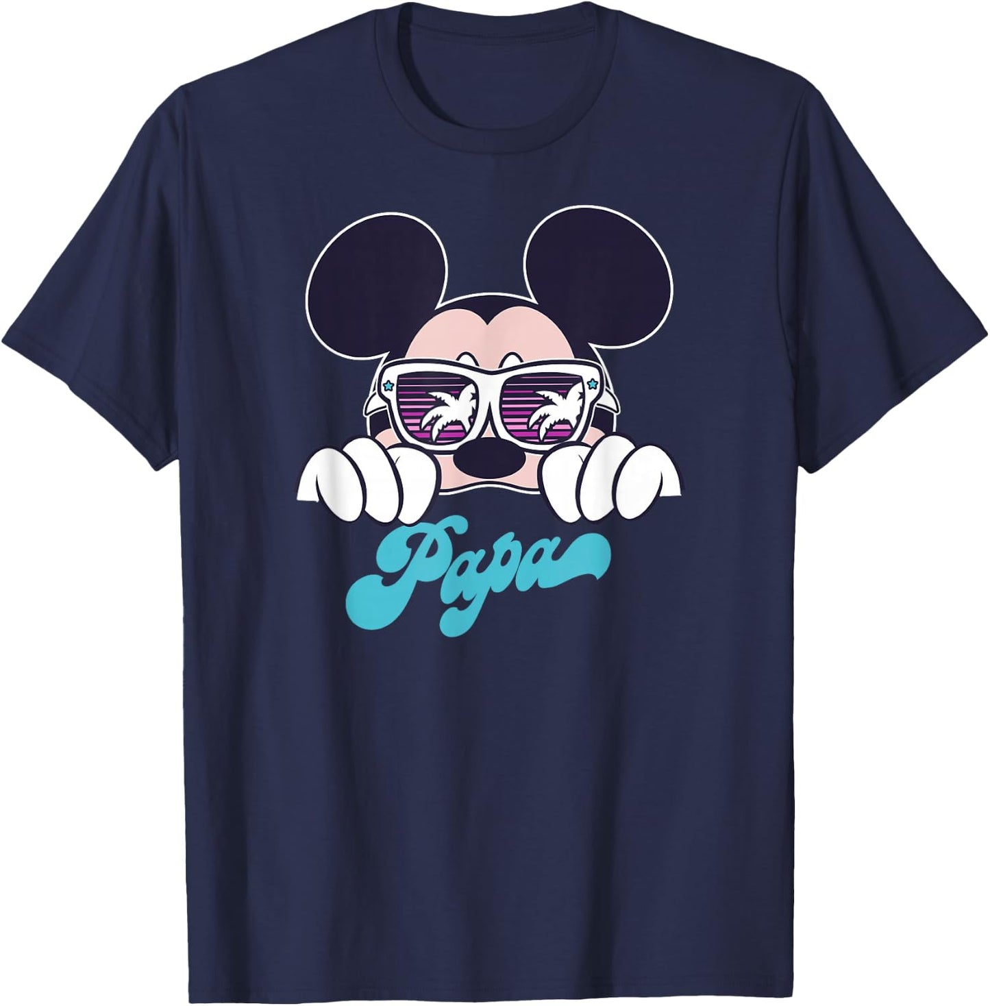 Disney Mickey and Friends Cool Mickey Summer Vibes Papa Logo T-Shirt - T-Shirt | Navy