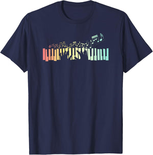 Pianist Gift Keyboards Music Notes Piano T-Shirt - T-Shirt | Navy