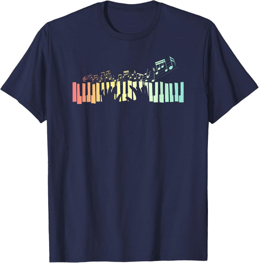 Pianist Gift Keyboards Music Notes Piano T-Shirt - T-Shirt | Navy